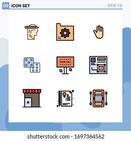 9 Filledline Flat Color concept for Websites Mobile and Apps sign; probability; file; gaming; interface Editable Vector Design Elements