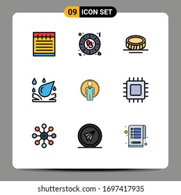 9 Filledline Flat Color concept for Websites Mobile and Apps chip; login; coin; id; element Editable Vector Design Elements
