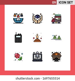 9 Concepto de color plano de línea llena para los sitios web móviles y aplicaciones mejores; radio; prima; comunicación; Elementos de diseño de vectores editables de coche