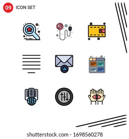 9 Filledline Flat Color concept for Websites Mobile and Apps board; envelope; wallet; cloud; center Editable Vector Design Elements