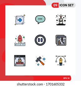 9 Filledline Flat Color concept for Websites Mobile and Apps browser; media; christmas; controls; start Editable Vector Design Elements