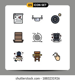 9 Concepto de color plano de línea de relleno para los negocios de Websites Mobile y Apps; superior; transporte; eso; elementos de diseño de vectores editables de rueda