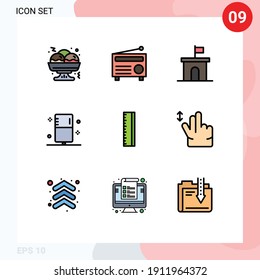 9 Concepto de color plano de línea de relleno para la educación de Websites Mobile y Apps; forma; patrimonio; aptitud física; elementos de diseño de vectores para enfermedades editables