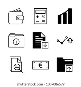 9 finance icons with stats graph and statistics in this set