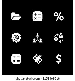 9 finance icons in vector set. money, discount, offer and business and finance illustration for web and graphic design