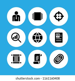9 financial icons in vector set. token, admin, analytics and files and folders illustration for web and graphic design