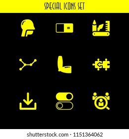 9 finger icons in vector set. medicine, switch, nodes and download illustration for web and graphic design