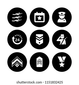 9 flag icons in vector set. day, election event on a calendar with star symbol, army and soldier illustration for web and graphic design