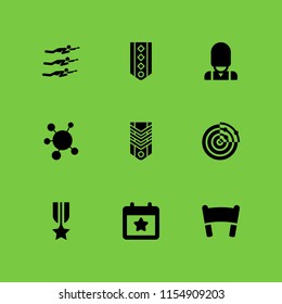 9 flag icons in vector set. banner, army, molecule unions and election event on a calendar with star symbol illustration for web and graphic design