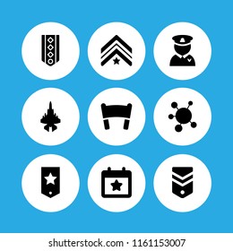 9 flag icons in vector set. election event on a calendar with star symbol, banner, army and military illustration for web and graphic design