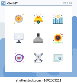 9 Flat Color concept for Websites Mobile and Apps device; computer; hard; revenue; increase Editable Vector Design Elements