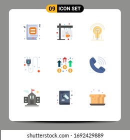 9 Flat Color concept for Websites Mobile and Apps business; socket; board; plug; hotel Editable Vector Design Elements