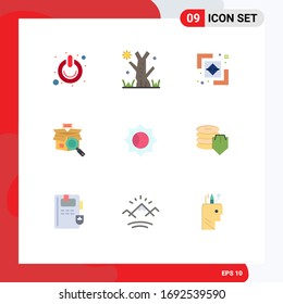 9 Flat Color concept for Websites Mobile and Apps setting; e shopping; difference; online search; box Editable Vector Design Elements