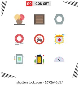 9 Flat Color concept for Websites Mobile and Apps ring; lifebuoy; e; help; tools Editable Vector Design Elements