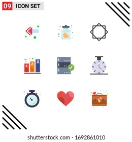 9 Flat Color concept for Websites Mobile and Apps base; approve; virus; phases; graph Editable Vector Design Elements