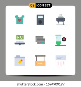9 Concepto de color plano para el estudio de Websites Mobile y Apps; aprendizaje; tecnología; educación; elementos de diseño de vectores editables de vacaciones