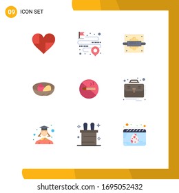 9 Flat Color concept for Websites Mobile and Apps nest; easter; route; celebration; kitchen Editable Vector Design Elements