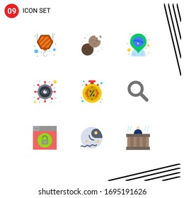 9 Flaches Farbkonzept für Websites Mobile und Apps-Prozentsatz; Diskont; Karneval; Sicht; Design-Elemente für Vektorillustrationen mit Augenbearbeitung