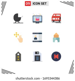 9 Flat Color concept for Websites Mobile and Apps user; mobile; bus; hold; finger Editable Vector Design Elements