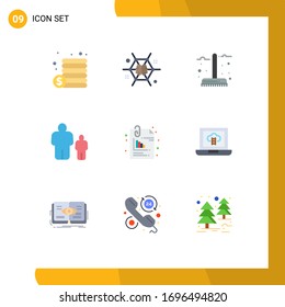9 Flat Color concept for Websites Mobile and Apps attachment; father; autumn; family; season Editable Vector Design Elements