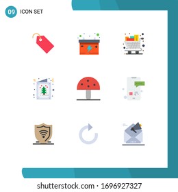 9 Flat Color concept for Websites Mobile and Apps food; invitation; full; christmas; tree Editable Vector Design Elements