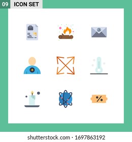 9 Flat Color concept for Websites Mobile and Apps zoom; arrow; inbox; human; booked Editable Vector Design Elements