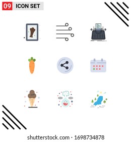 9 Flat Color concept for Websites Mobile and Apps share; easter; article; food; writer Editable Vector Design Elements