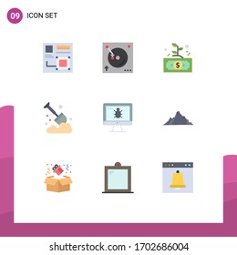 9 Flat Color concept for Websites Mobile and Apps spade; farm; sound; agriculture; leaf Editable Vector Design Elements