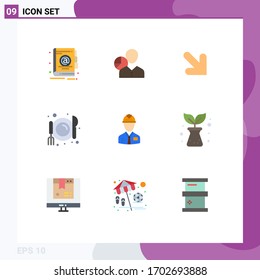 9 Flat Color concept for Websites Mobile and Apps industry; food; person; diet; right Editable Vector Design Elements