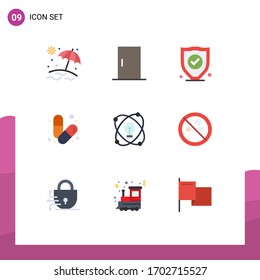 9 Flat Color concept for Websites Mobile and Apps light; idea; protection; pills; health Editable Vector Design Elements
