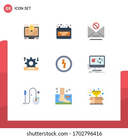 9 Flaches Farbkonzept für Websites Mobile und Apps-Gebühren; System; Danketag; Sicherheit; Vektorillustration-Design-Elemente für Nachrichten bearbeiten