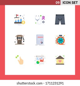 9 Flat Color concept for Websites Mobile and Apps well; farm; care; agriculture; dress Editable Vector Design Elements