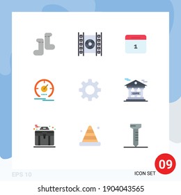 9 Flat Color concept for Websites Mobile and Apps gear; romz; month; speedometer; meter Editable Vector Design Elements