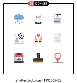 9 Flat Color concept for Websites Mobile and Apps setting; business; paper; strategy; product Editable Vector Design Elements