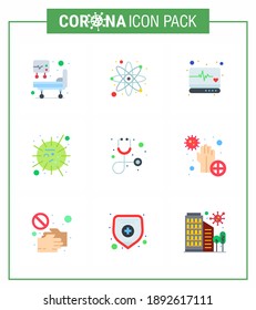 9 Flat Color viral Virus corona icon pack such as  healthcare; virus; medical; sars; influenza viral coronavirus 2019-nov disease Vector Design Elements