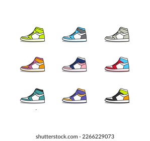 9 Flaches Design-Illustrationsset für Seitenansicht-Sneaker 1