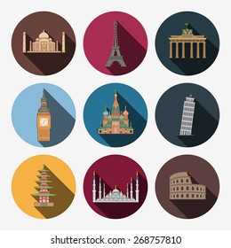 9 Flat Landmark Icons