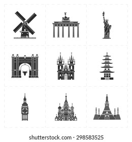 9 flat landmark icons
