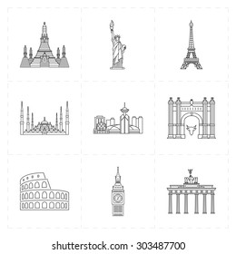 9 flat landmark icons