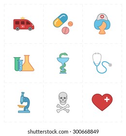 9 flat medicine icons