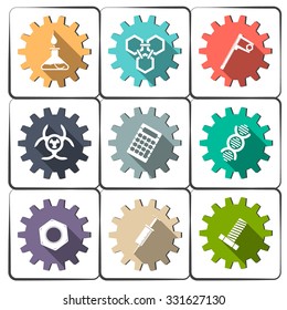 9 flat science vector icons