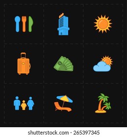9 flat travel company icons
