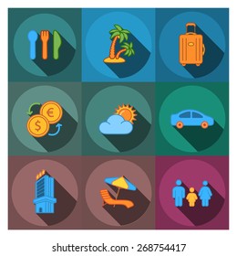 9 flat travel company icons