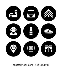 9 floor icons in vector set. architecture and city, airport, parking and footwear illustration for web and graphic design