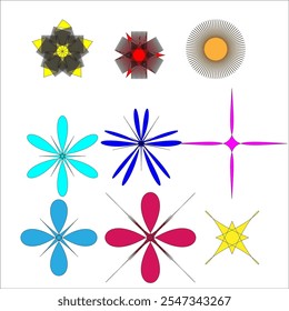 9 flower vector icon art