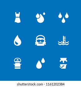 9 flowing icons in vector set. dress, milk, shower  illustration for web and graphic design