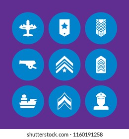 9 force icons in vector set. war, army, military and militar illustration for web and graphic design