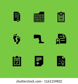 9 form icons in vector set. survey, files and folders, document and feet illustration for web and graphic design