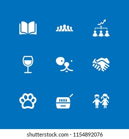 9 friendship icons in vector set. deal, pet, team and dog illustration for web and graphic design