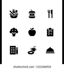 9 fruit icons in vector set. picnic, breakfast, food and vegetarian illustration for web and graphic design